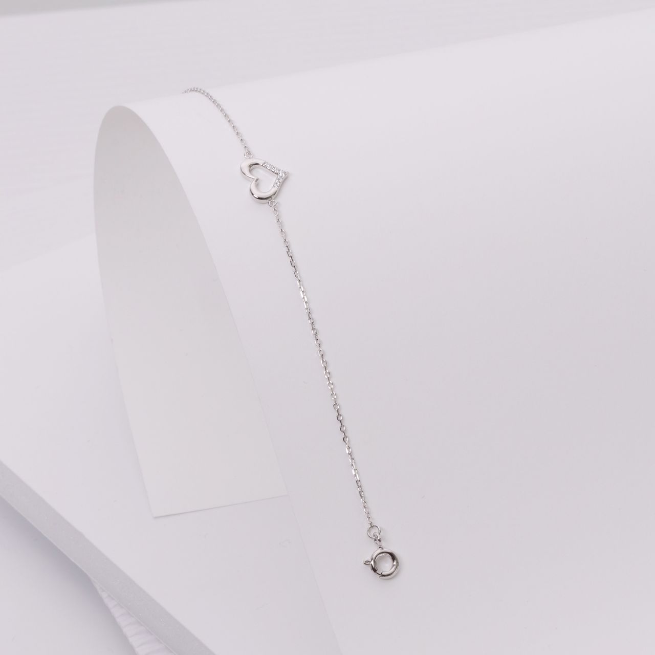 Zilveren armband hart met zirkonia