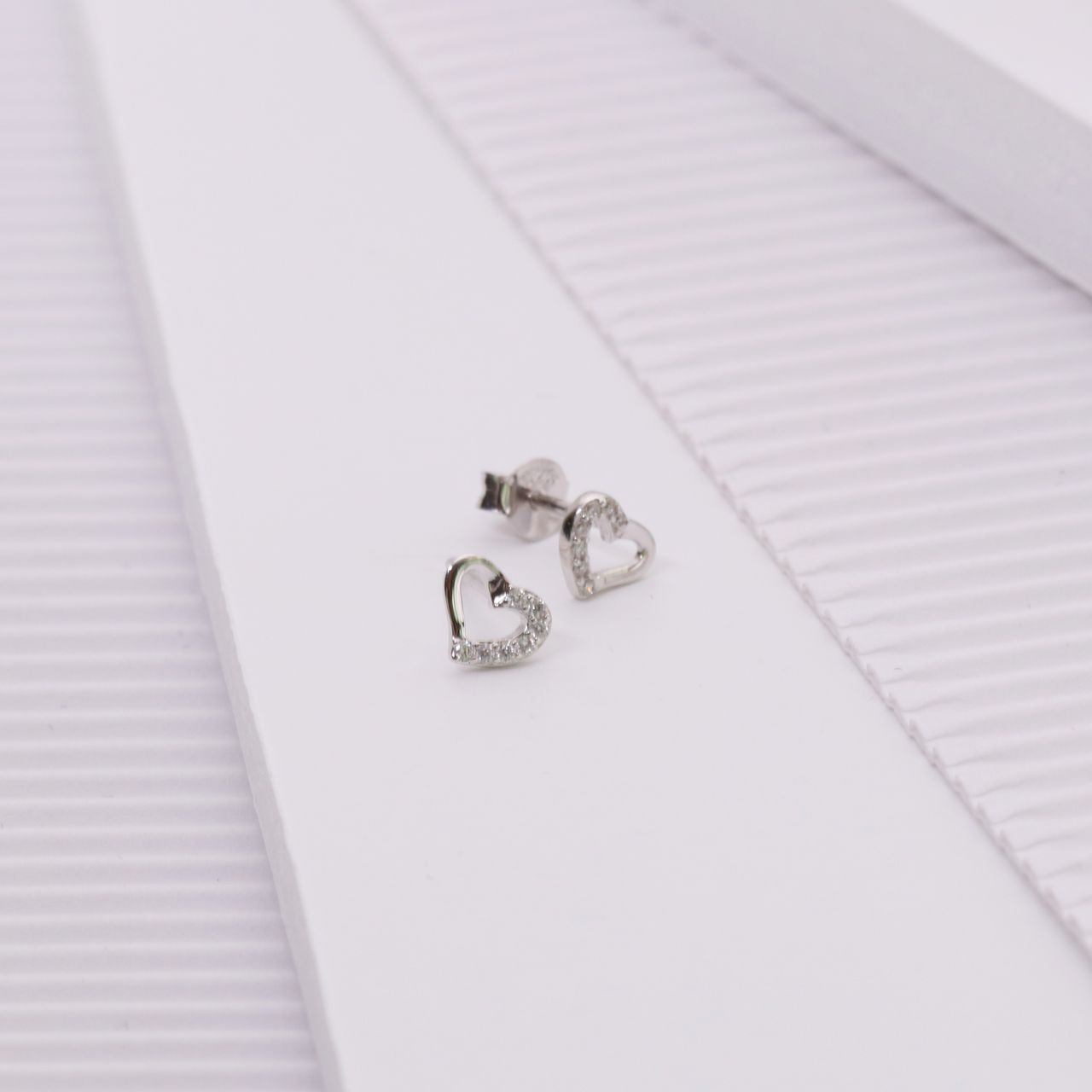 Ohrringe, 925 Silber, Herz, mit Zirkonia