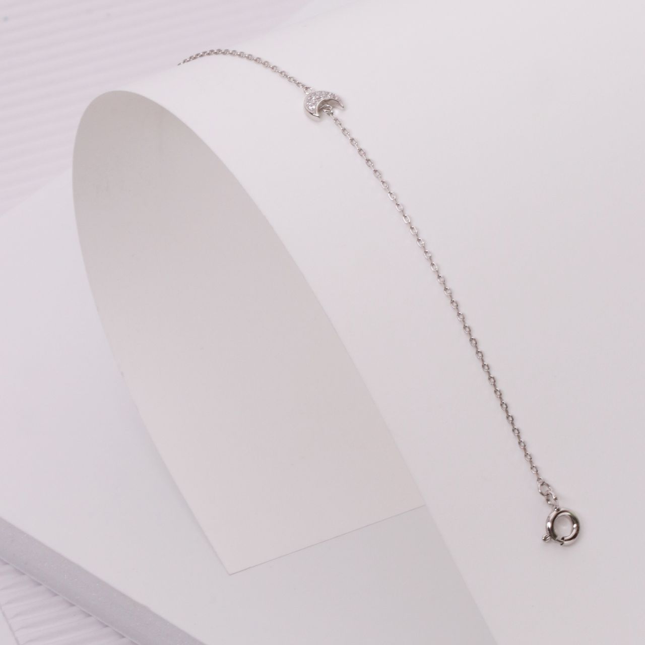 Zilveren armband maan met zirkonia