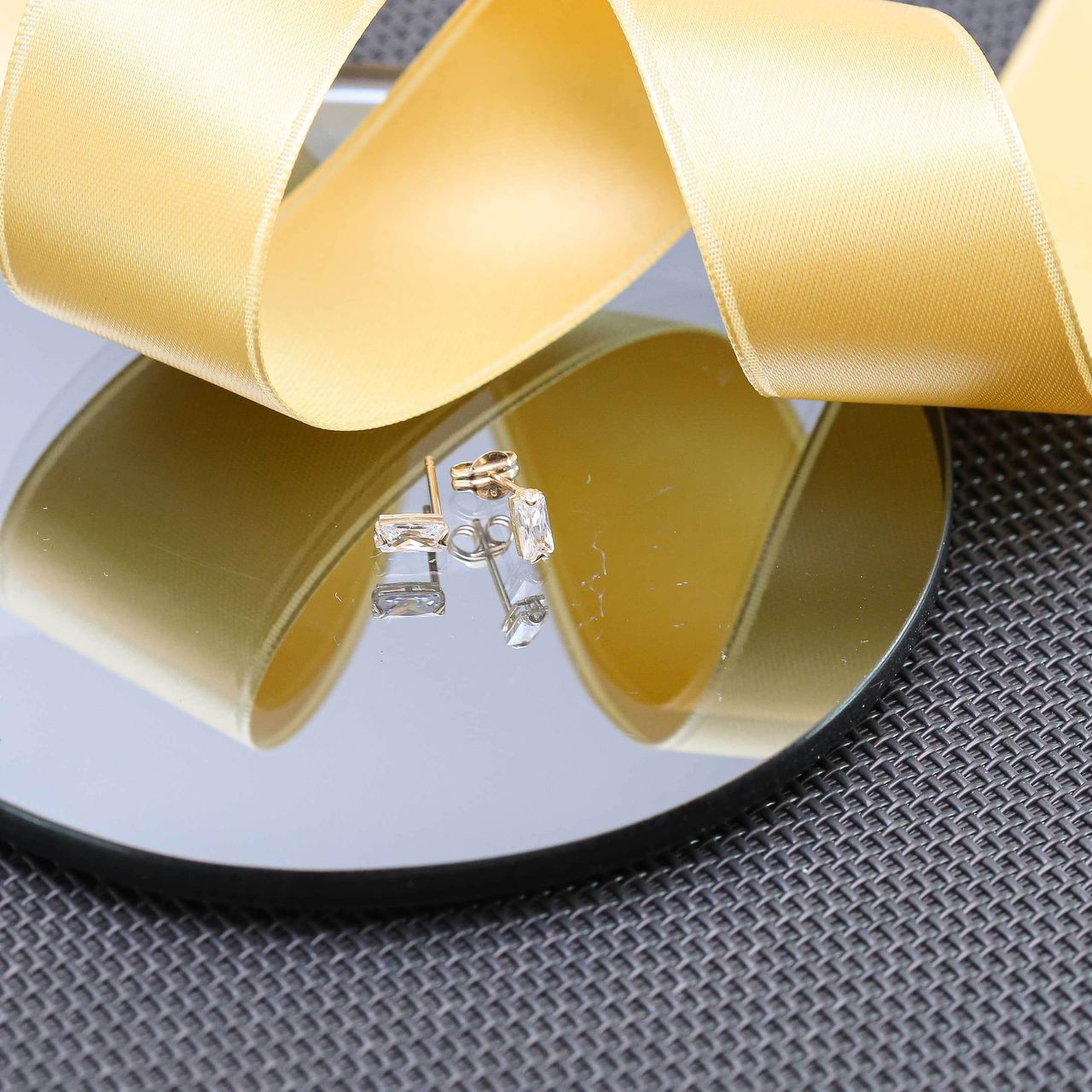 Ohrringe, 585 Gelbgold, Zirkonia, Rechteck