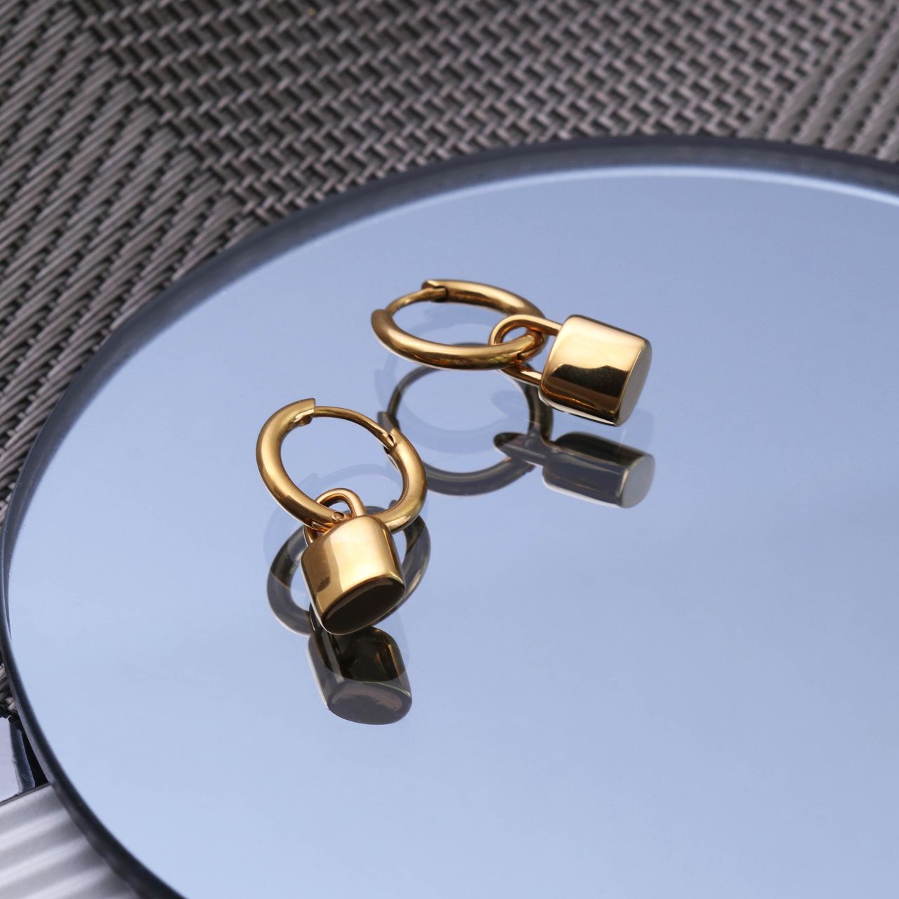 Stainless steel goldplated oorringen voor met hanger dames