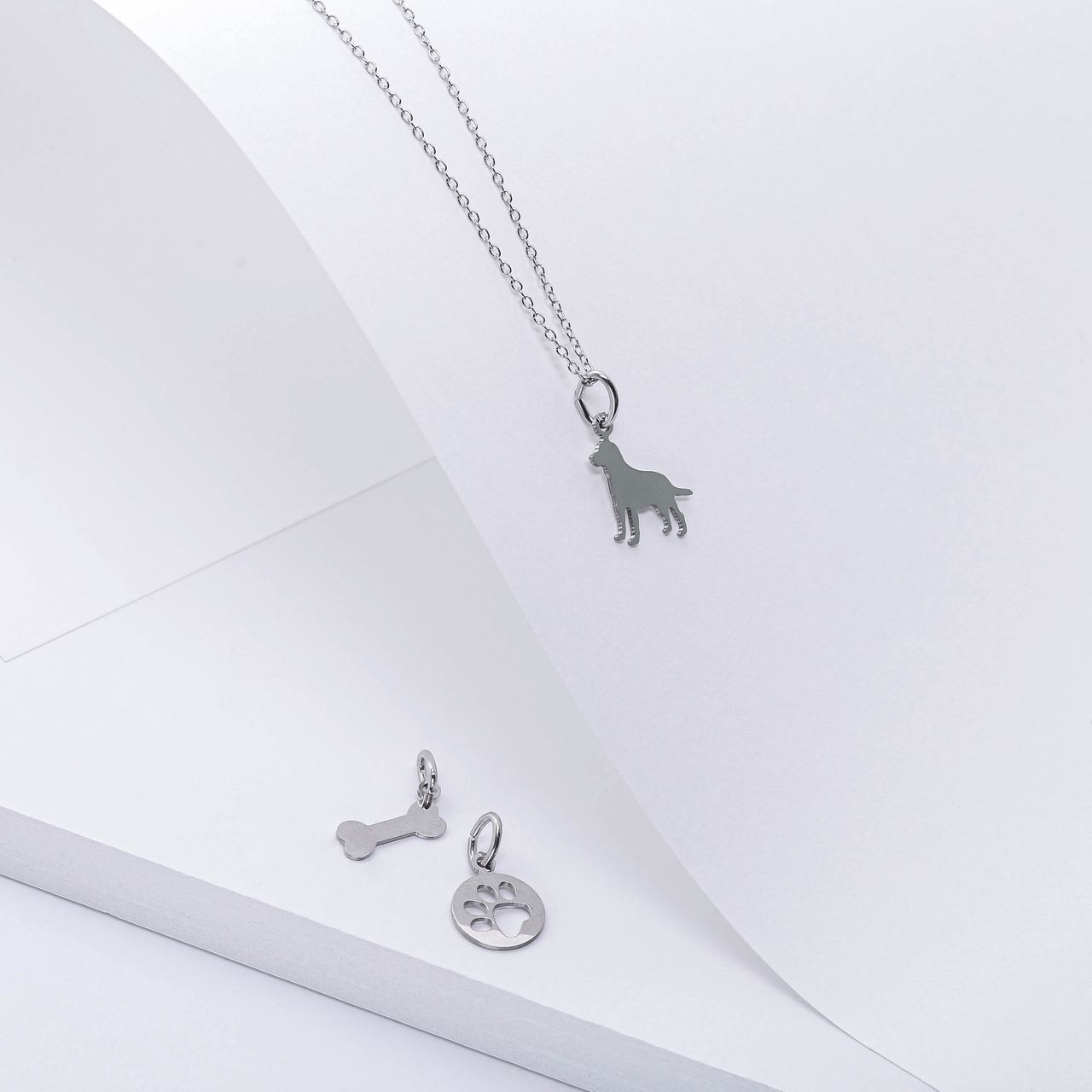 Anhänger, 925 Silber, rund, Pfote