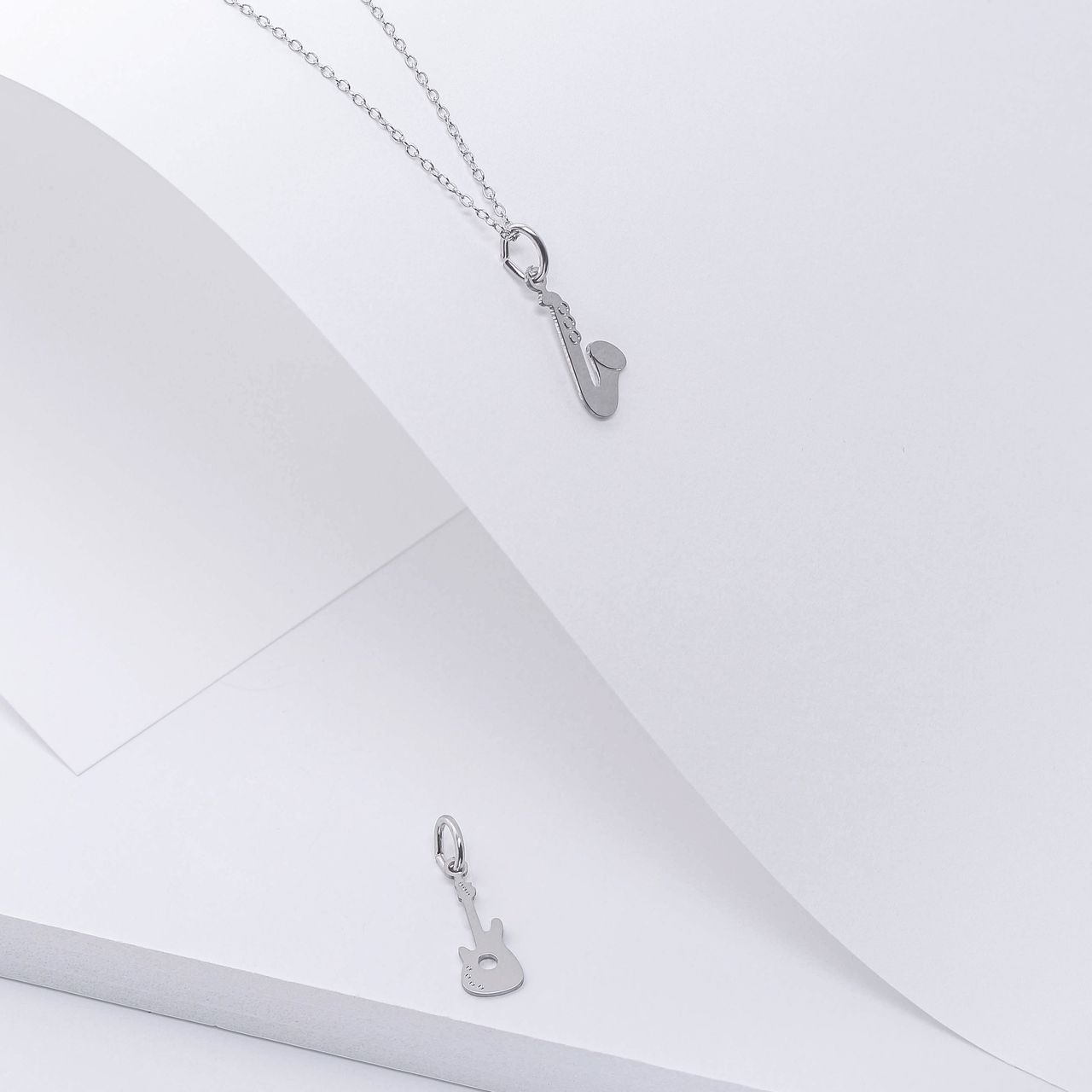 Anhänger, 925 Silber, Gitarre mit Zirkonia