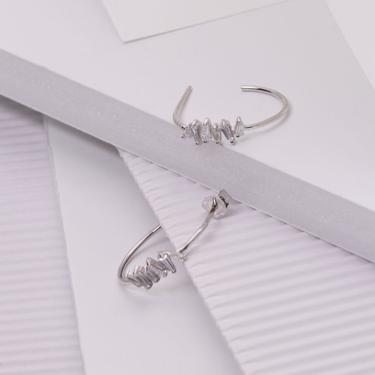 Ohrringe, 925 Silber, Baguetteschliff