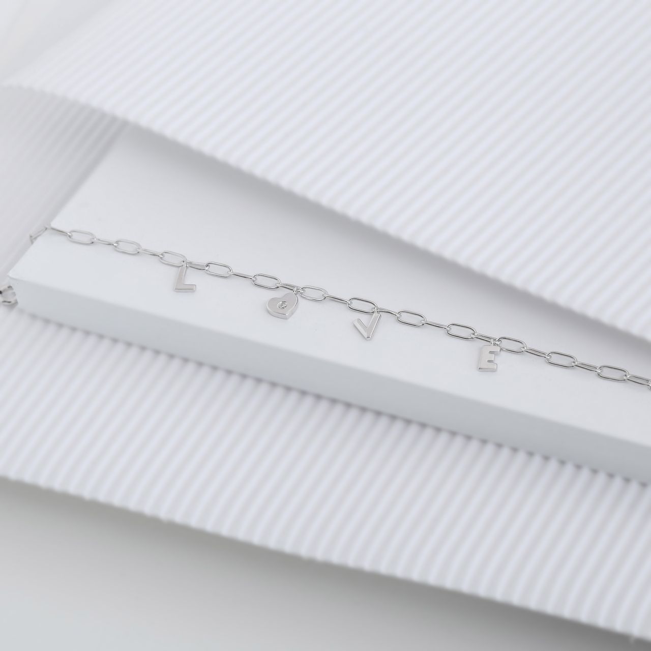Armband mit Anhänger, 925 Silber, Love