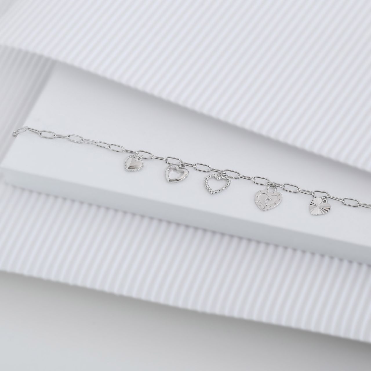 Zilveren bedelarmband harten
