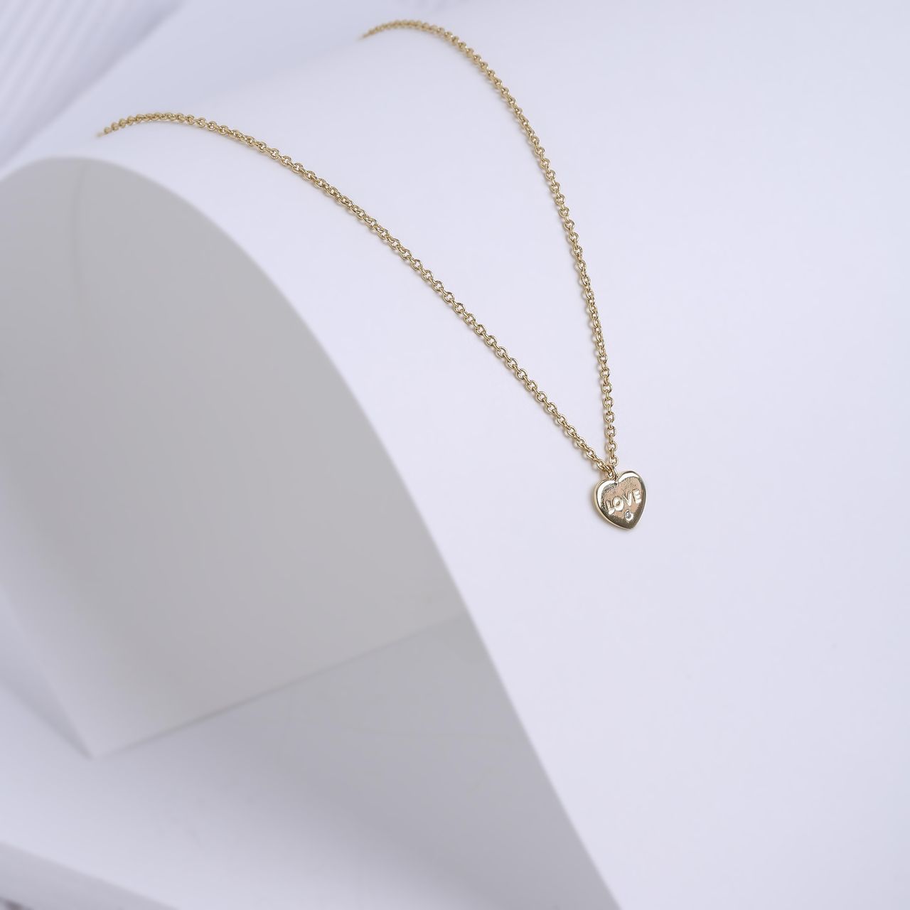 Halskette, 925 Silber, vergoldet, mit Herz-Anhänger, Love