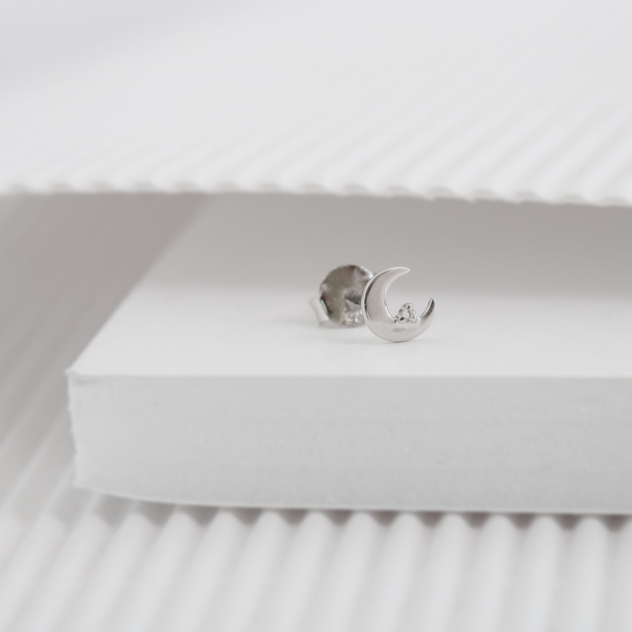 Ohrstecker, 925 Silber, Mond, Zirkonia
