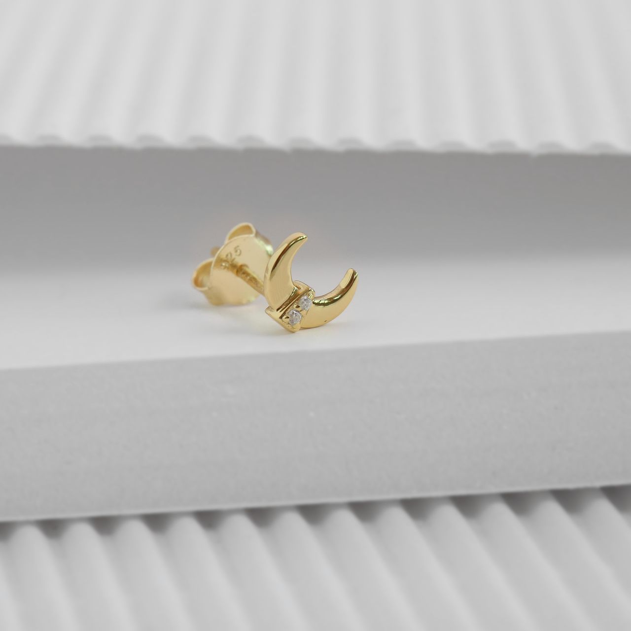 Zilveren goldplated oorknop wish