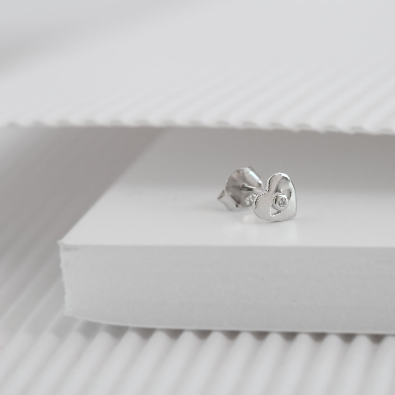 Ohrstecker, 925 Silber, Herz, Zirkonia