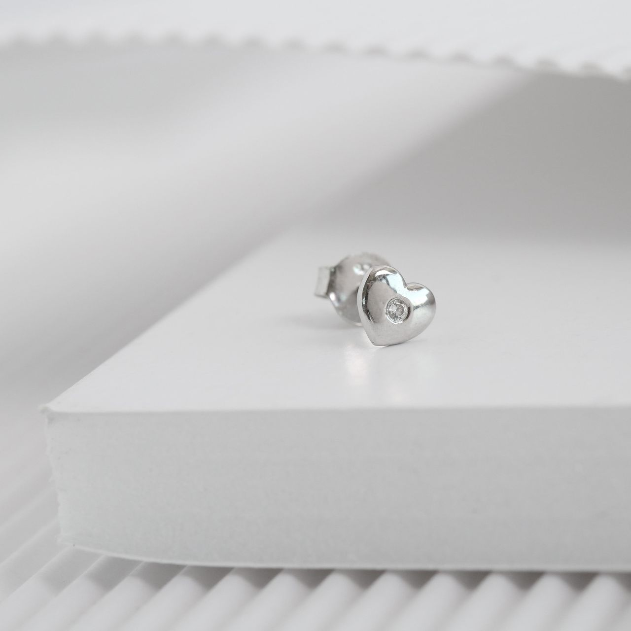 Ohrstecker, 925 Silber, Herz, Zirkonia