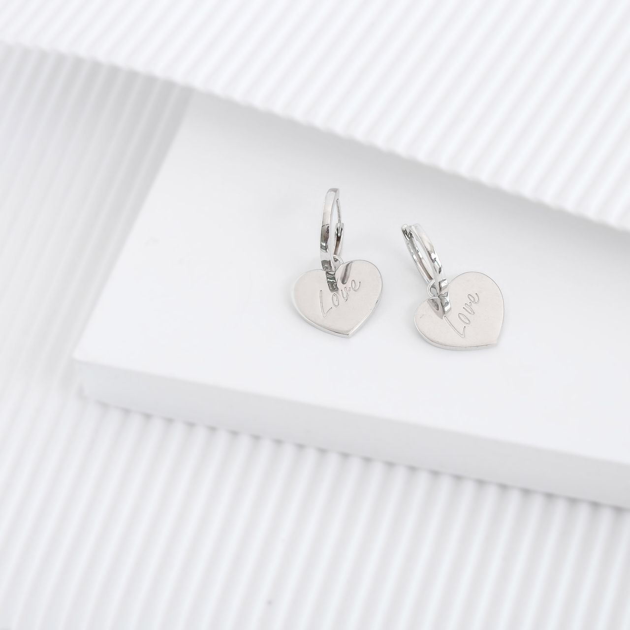 Ohrringe, 925 Silber, mit Anhänger Herz/Love