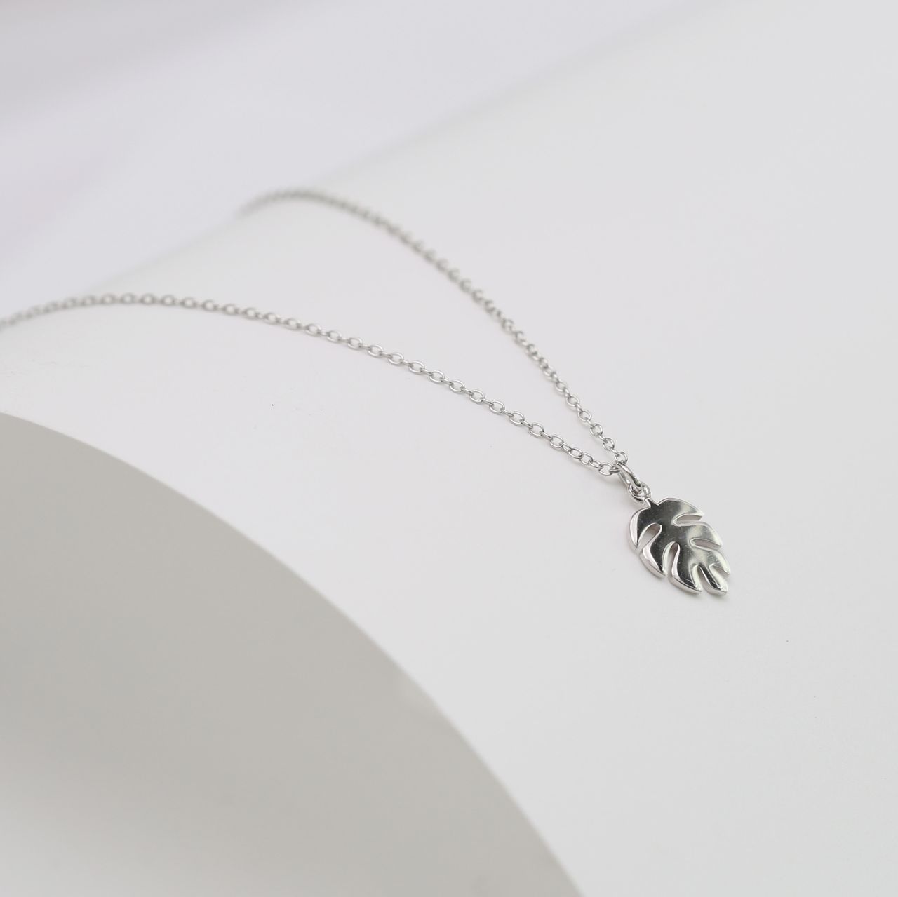 Zilveren ketting met hanger blad