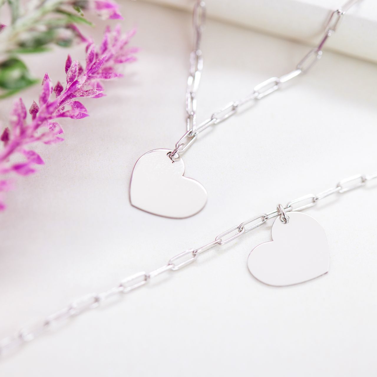 Gerecycleerd zilveren ketting met hanger hart