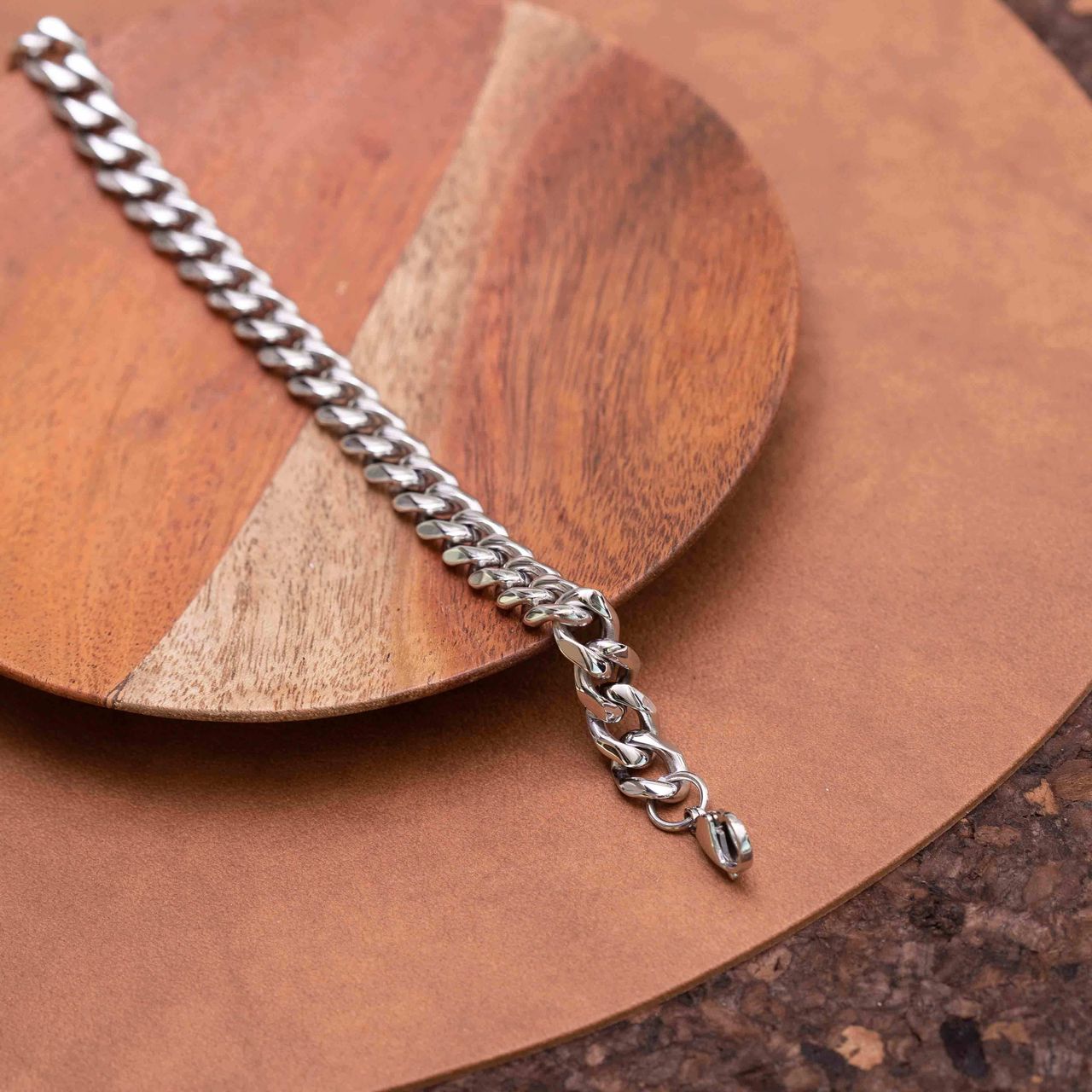 Gerecycleerd stalen armband gourmetschakel