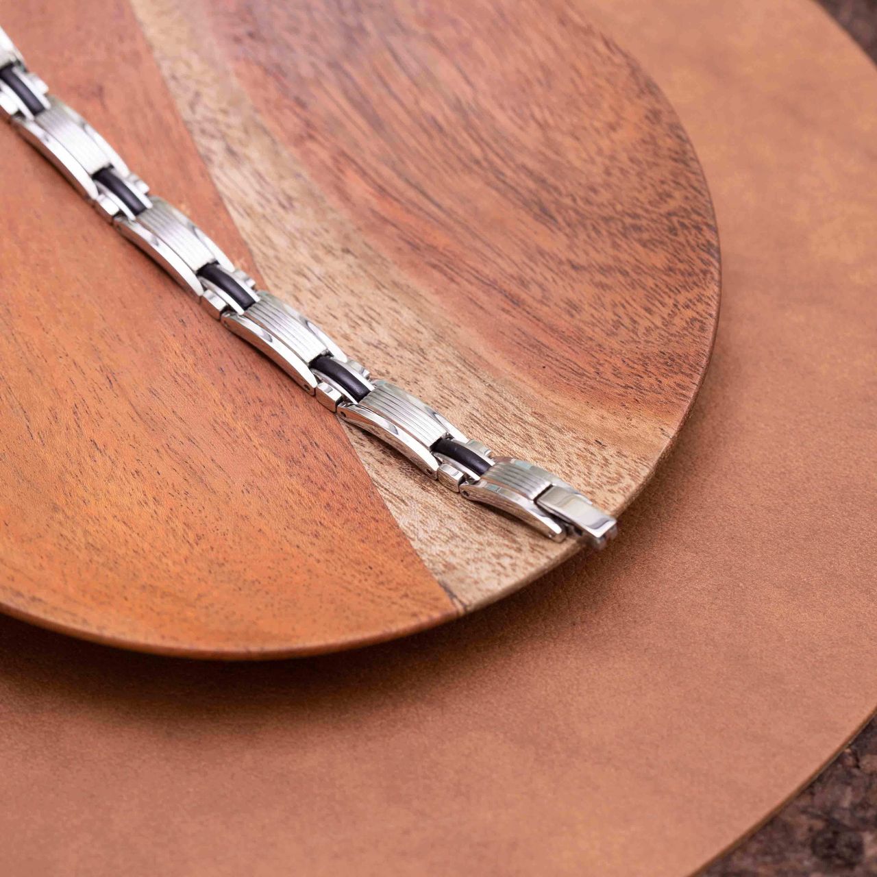 Gerecycled stalen armband schakel zwart