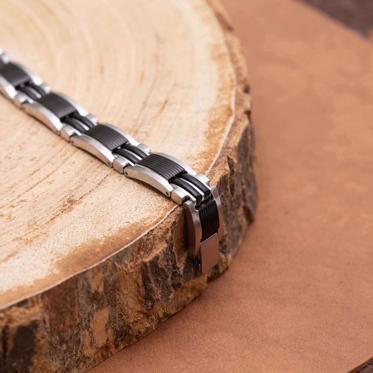 Gerecycleerd stalen armband schakel mat
