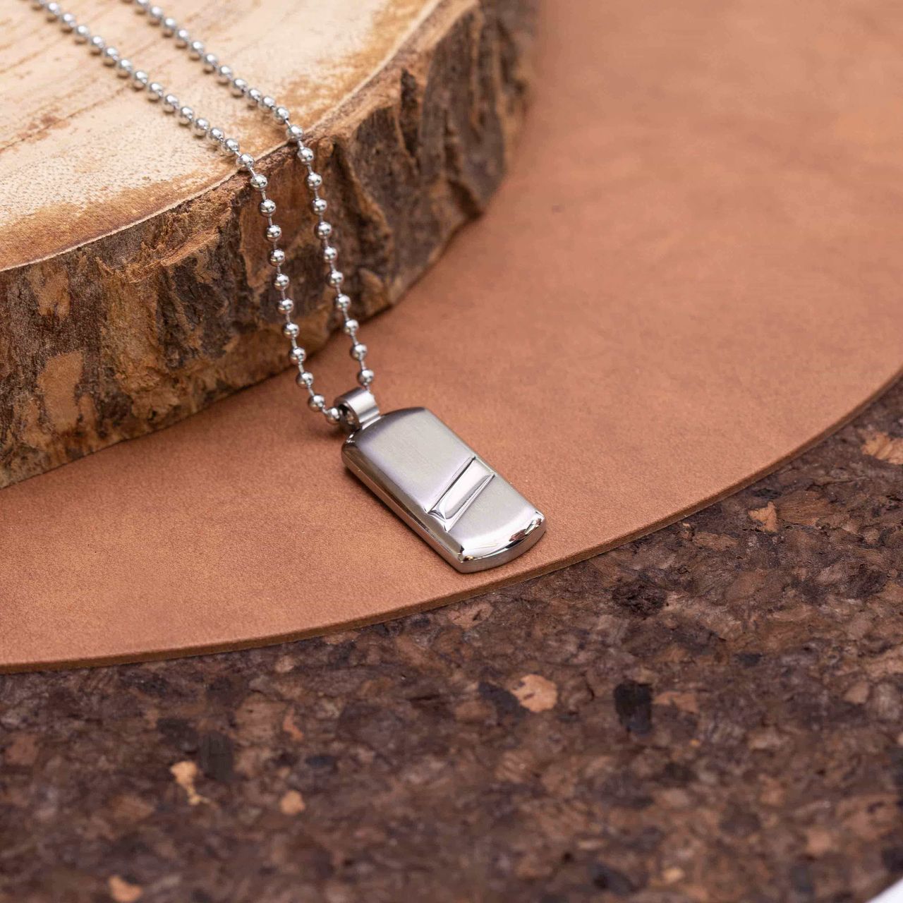 Gerecycleerd stainless steel ketting met hanger plaat