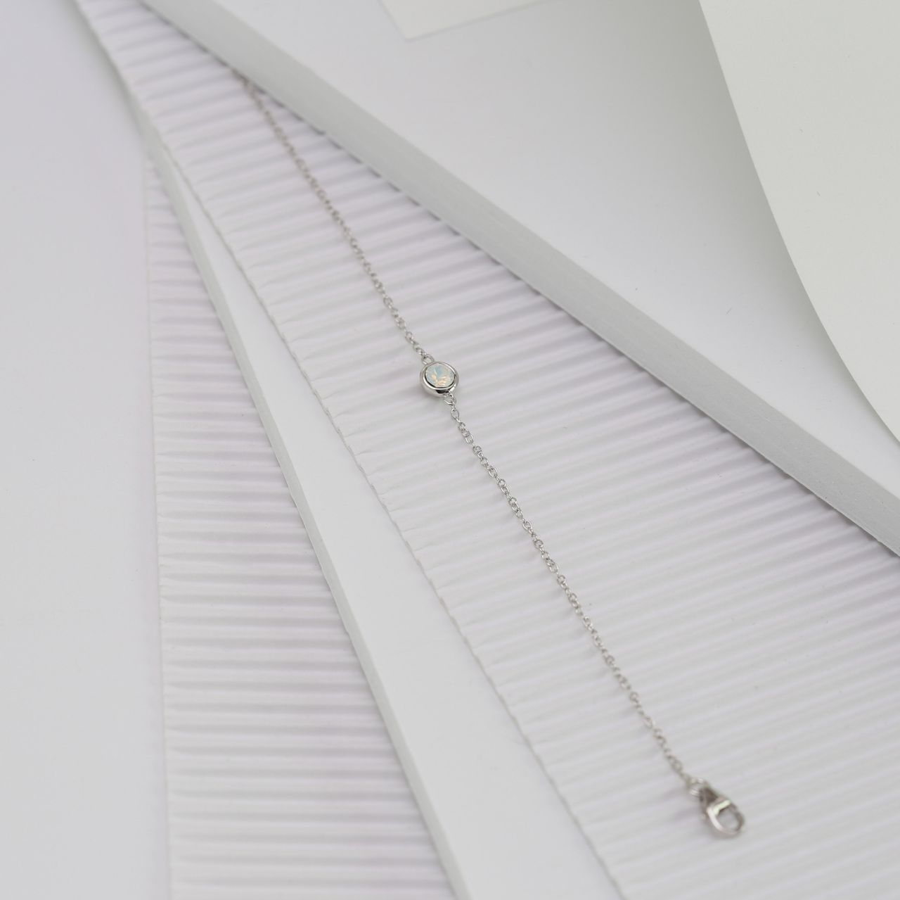 Armband, 925 Silber, mit Kristall, weiß-opal