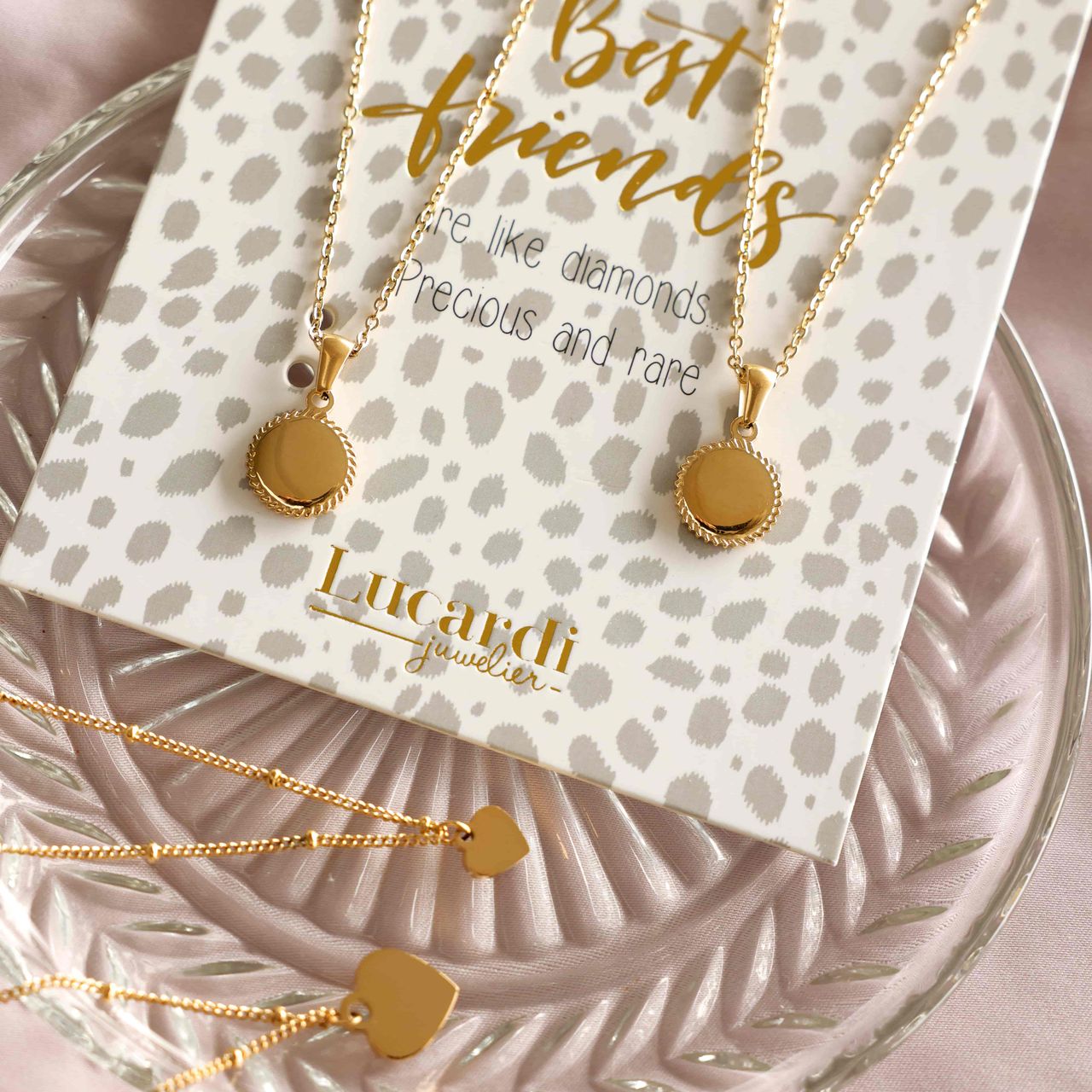 Stainless steel kettingen goldplated Best friends disc