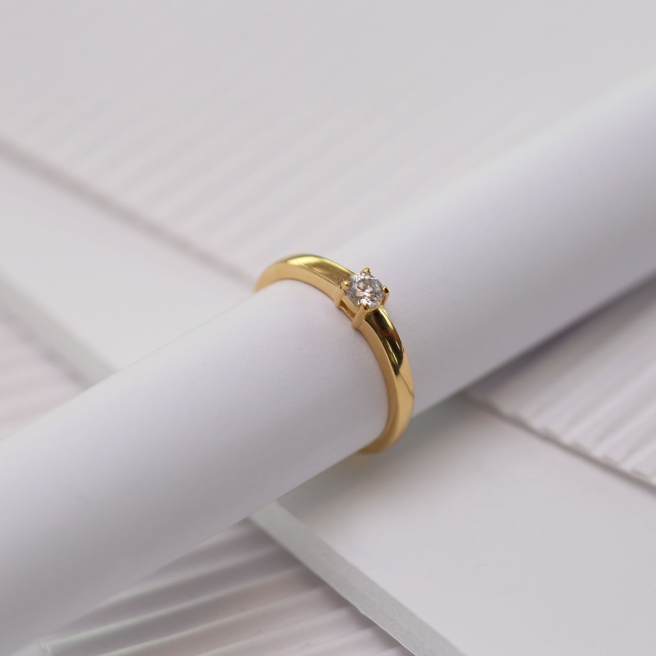 Ring, 925 Silber, vergoldet, mit Zirkonia 3,5 mm