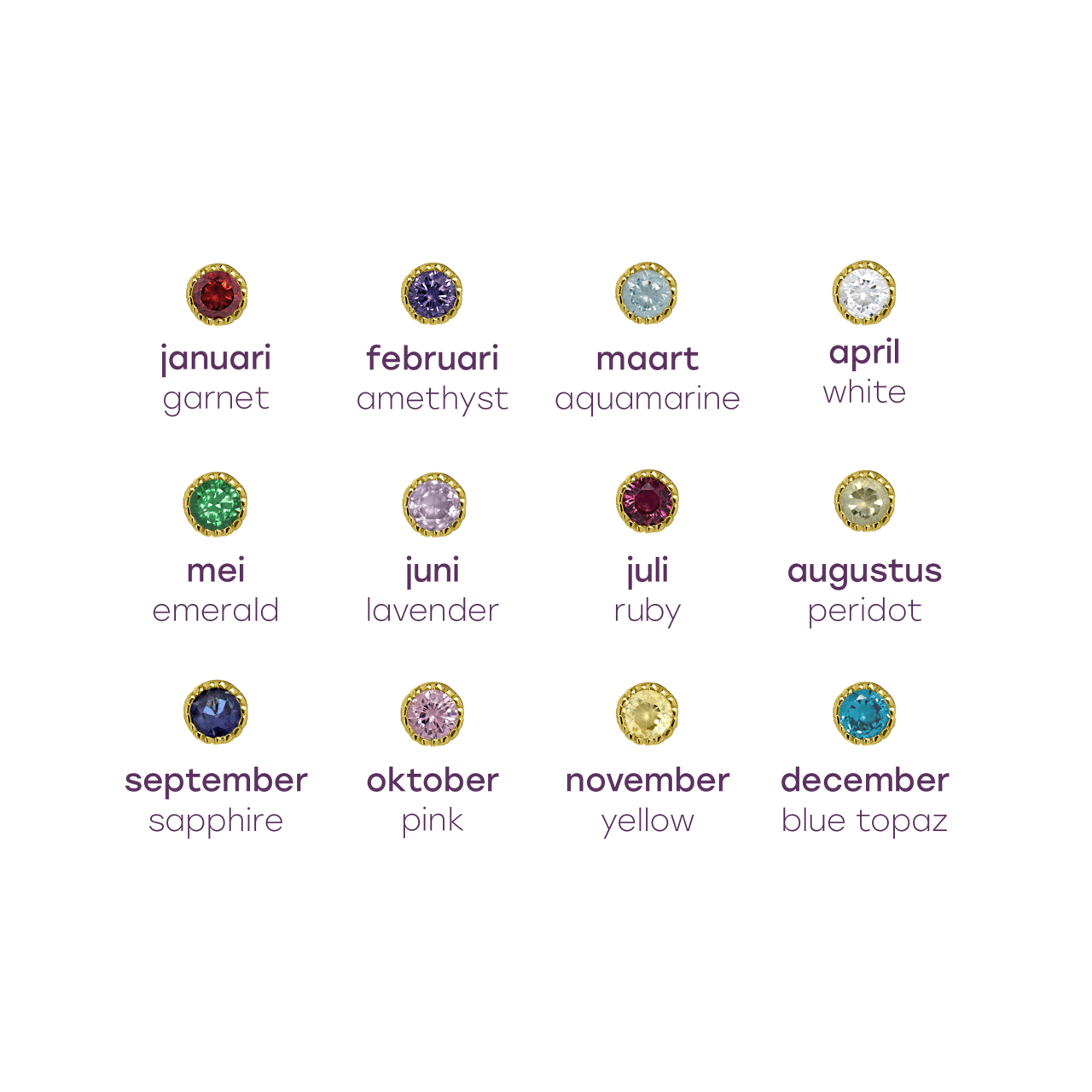 Zilveren oorbelhanger gold geboortesteen Mix&Match