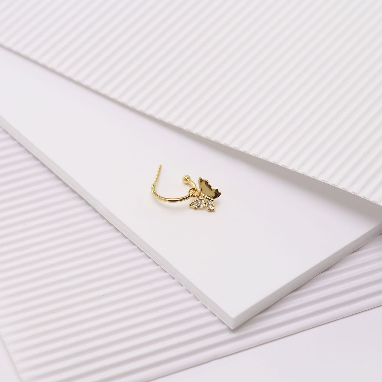 Zilveren oorbelhanger gold vlinder zirk Mix&Match