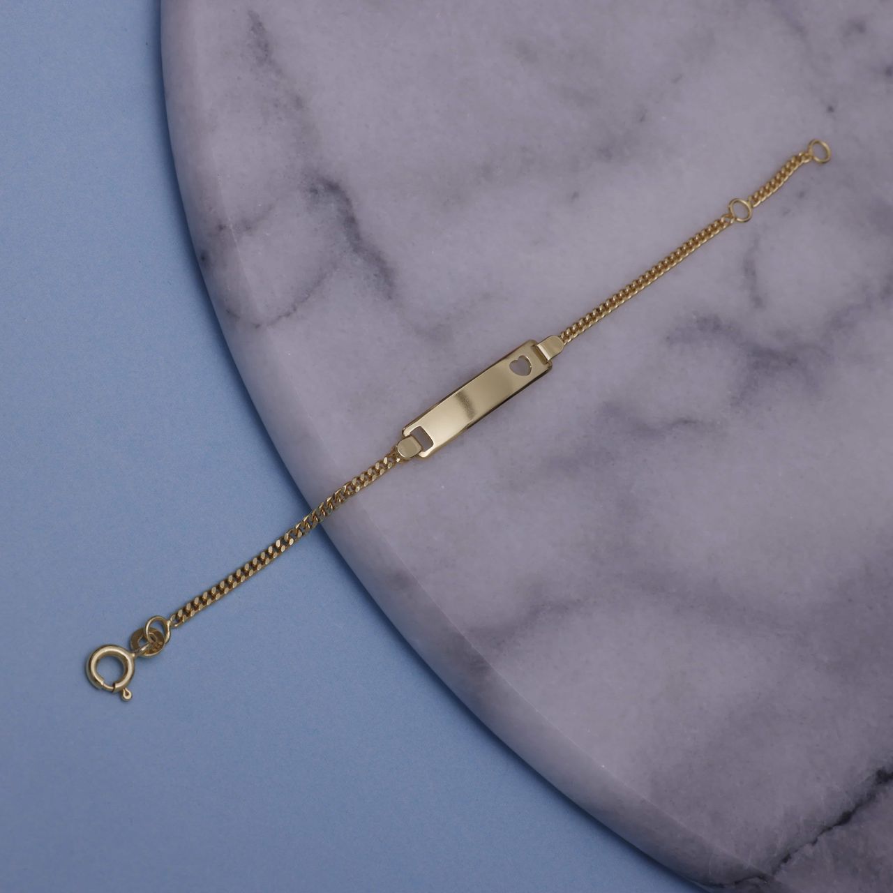 Zilveren goldplated kinderplaatarmband hart