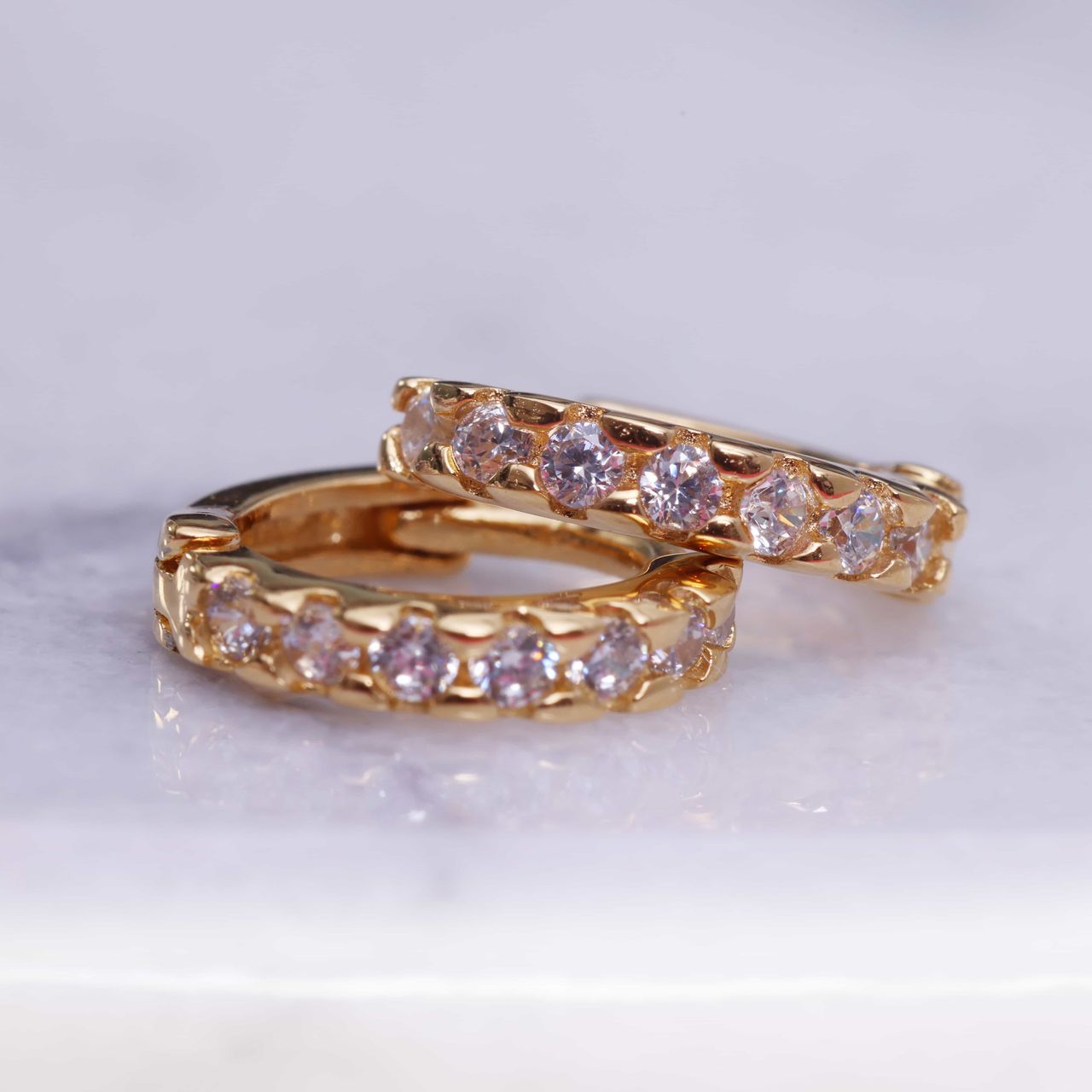 Zilveren goldplated kinderoorringen zirkonia