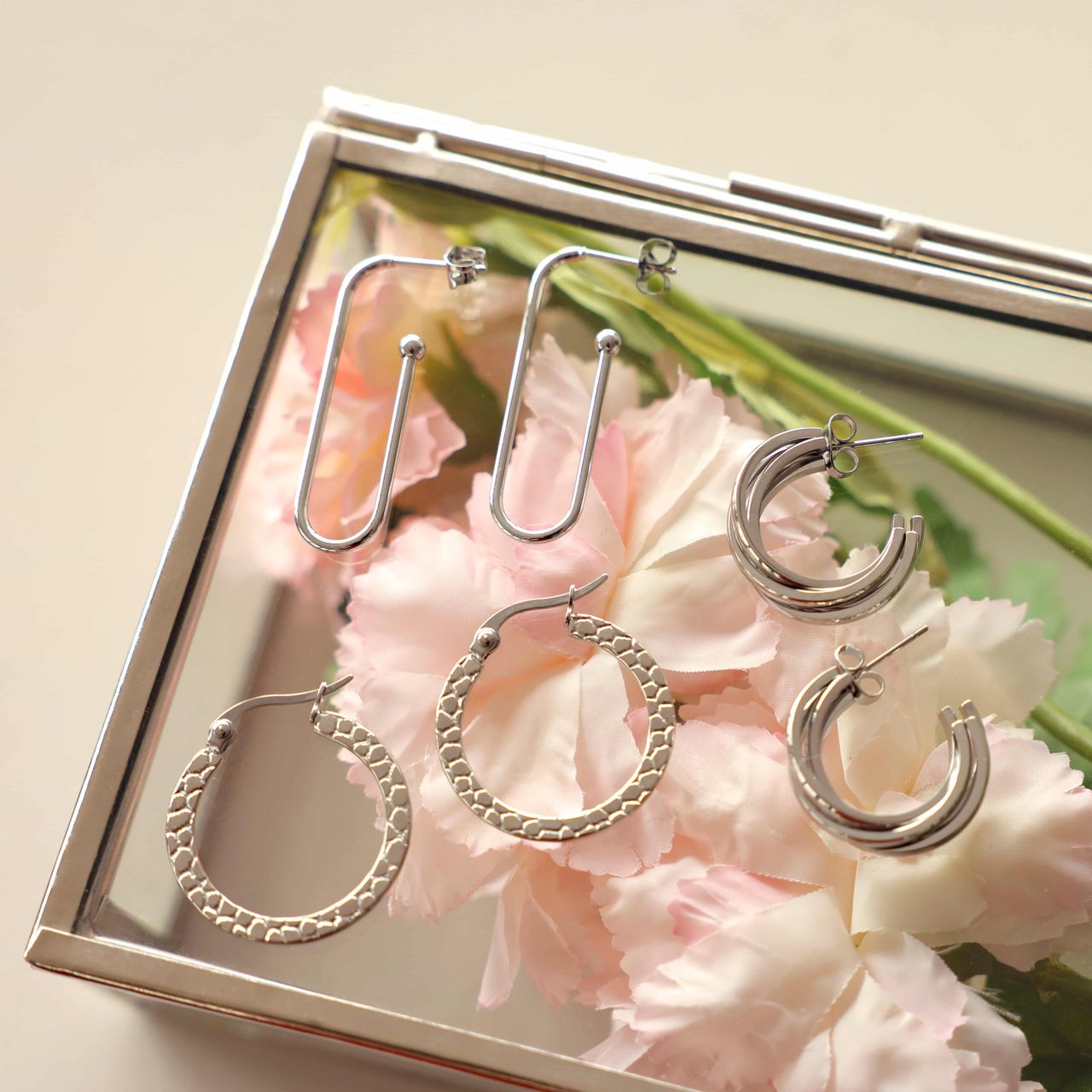 Gerecycled stainless steel oorbellen Yvette