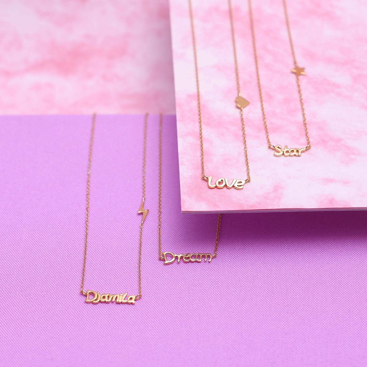 Zilveren goldplated ketting star