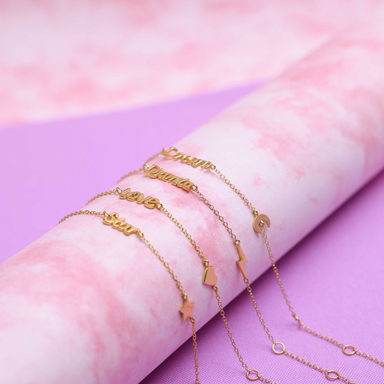 Zilveren goldplated armband star
