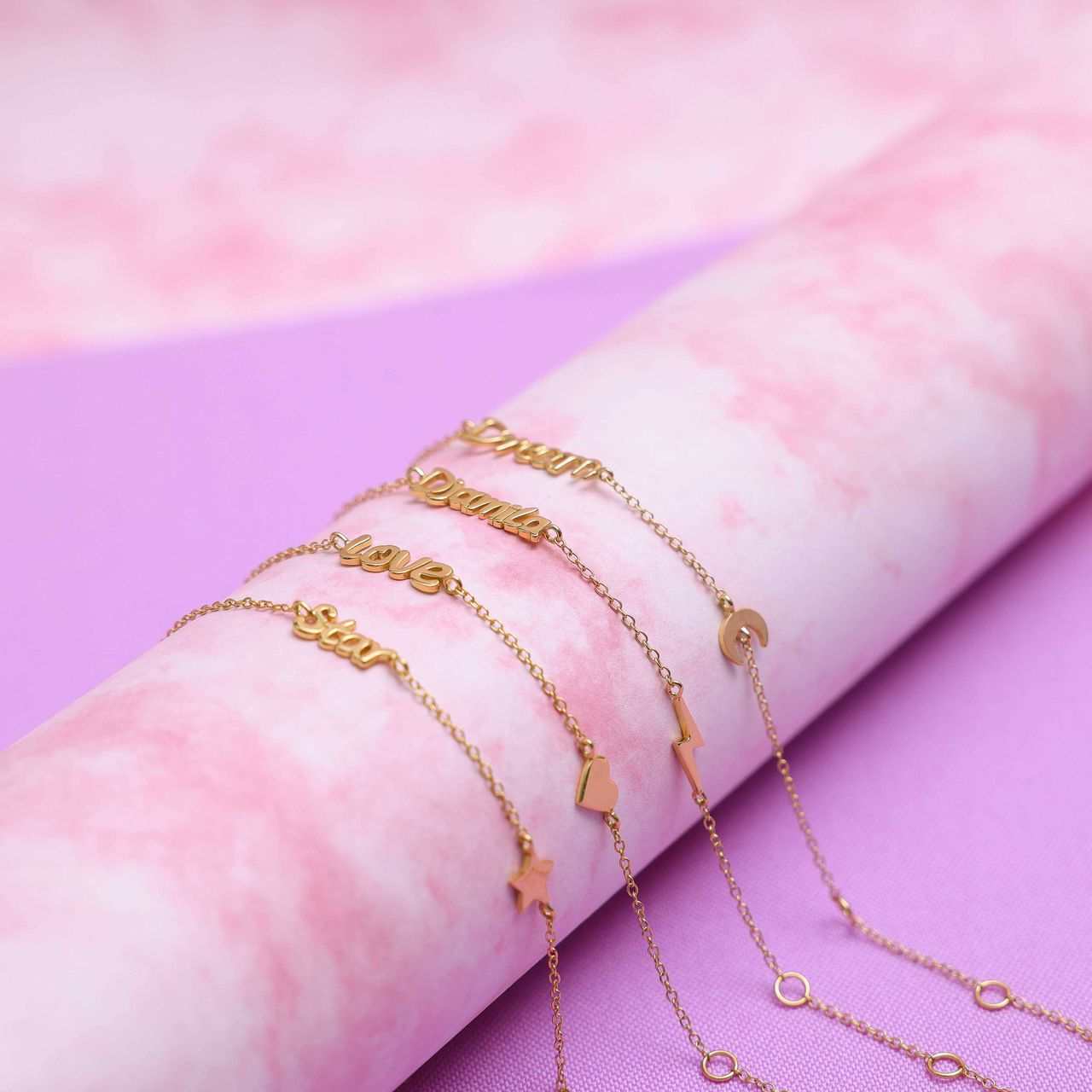 Zilveren goldplated armband moon-dream
