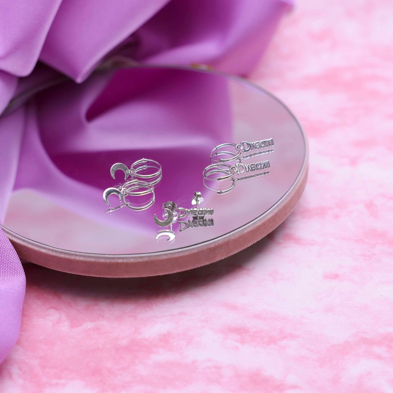 Ohrringe, 925 Silber, mit Anhänger, Mond