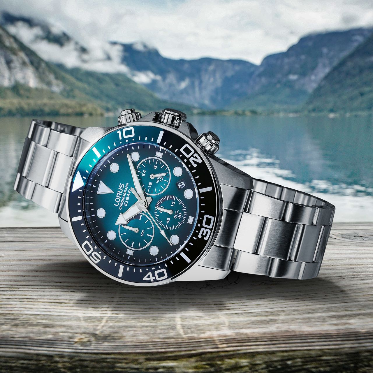 Lorus Chronograf-Armbanduhr, grün, 100 m WD, RT341JX9