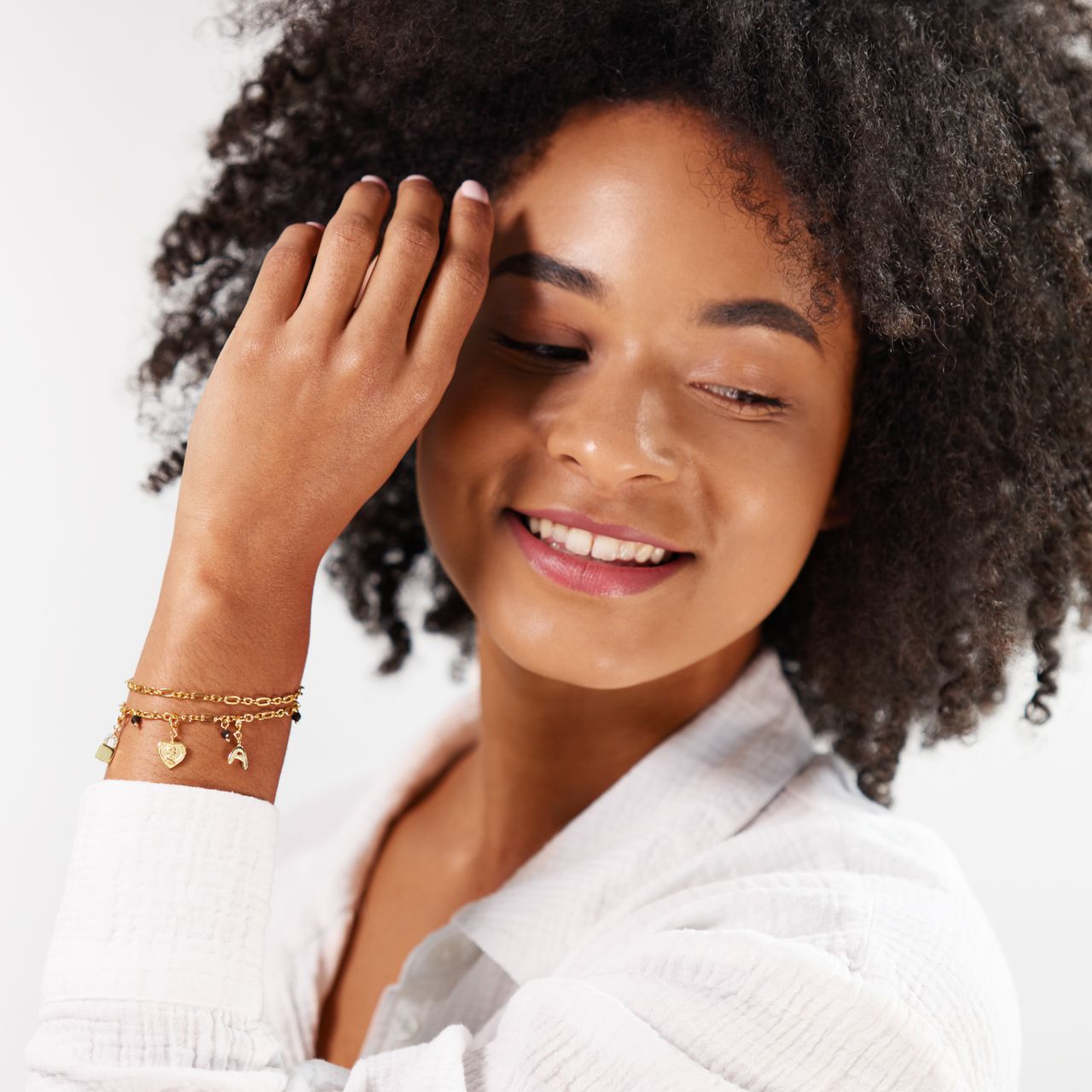 Gliederarmband, 925 Silber, vergoldet, Mix & Match