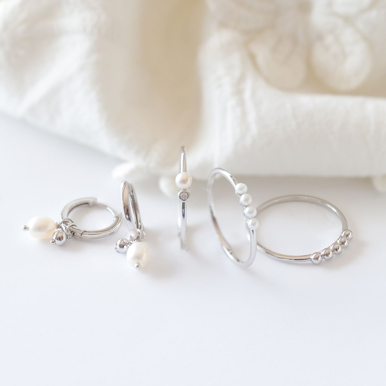 Ohrringe, 925 Silber, mit Anhänger, Süßwasserperle und Kügelchen
