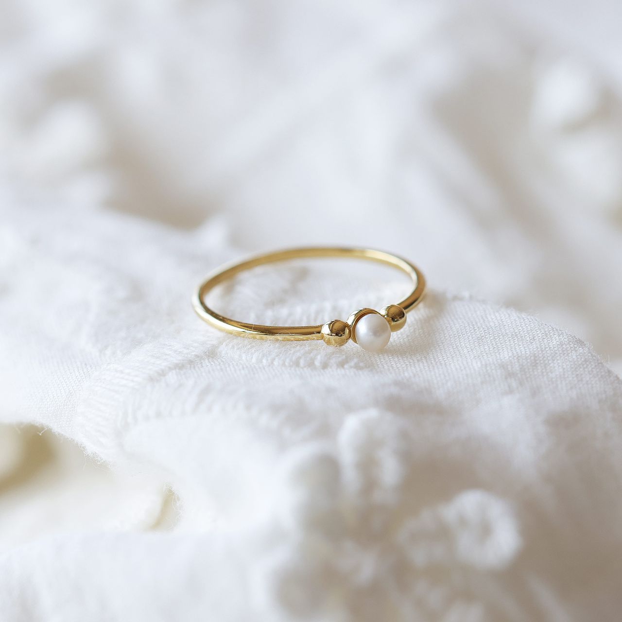 Zilveren goldplated ring met parel voor dames