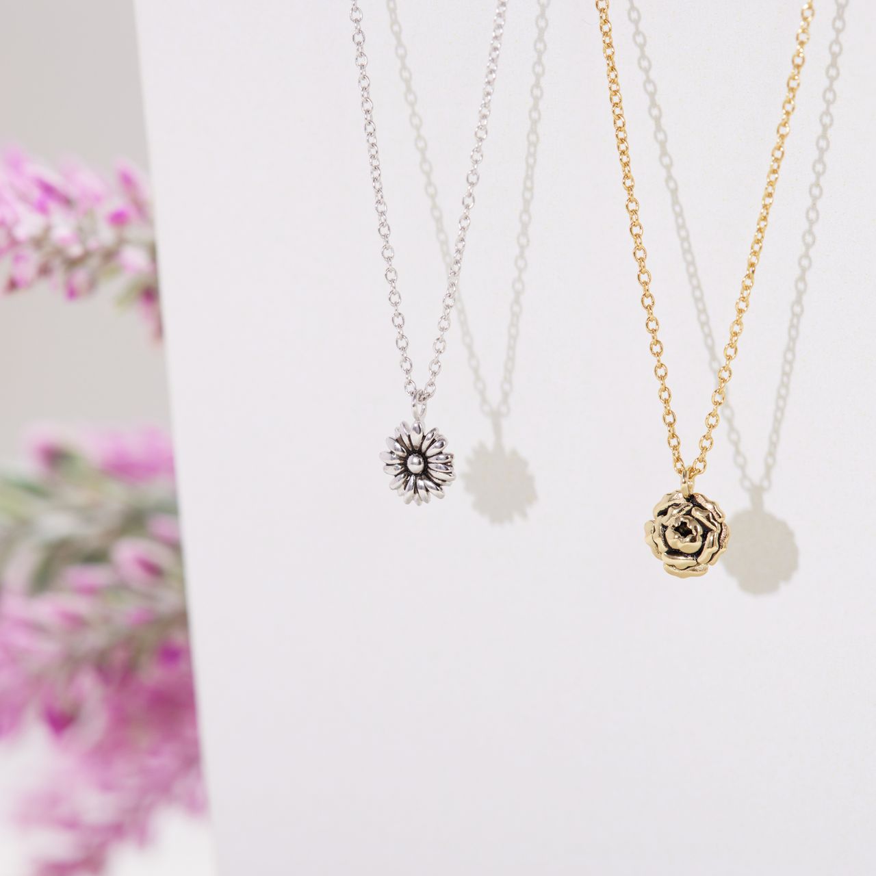 Halskette & Anhänger, 925 Silber, Geburtsblume