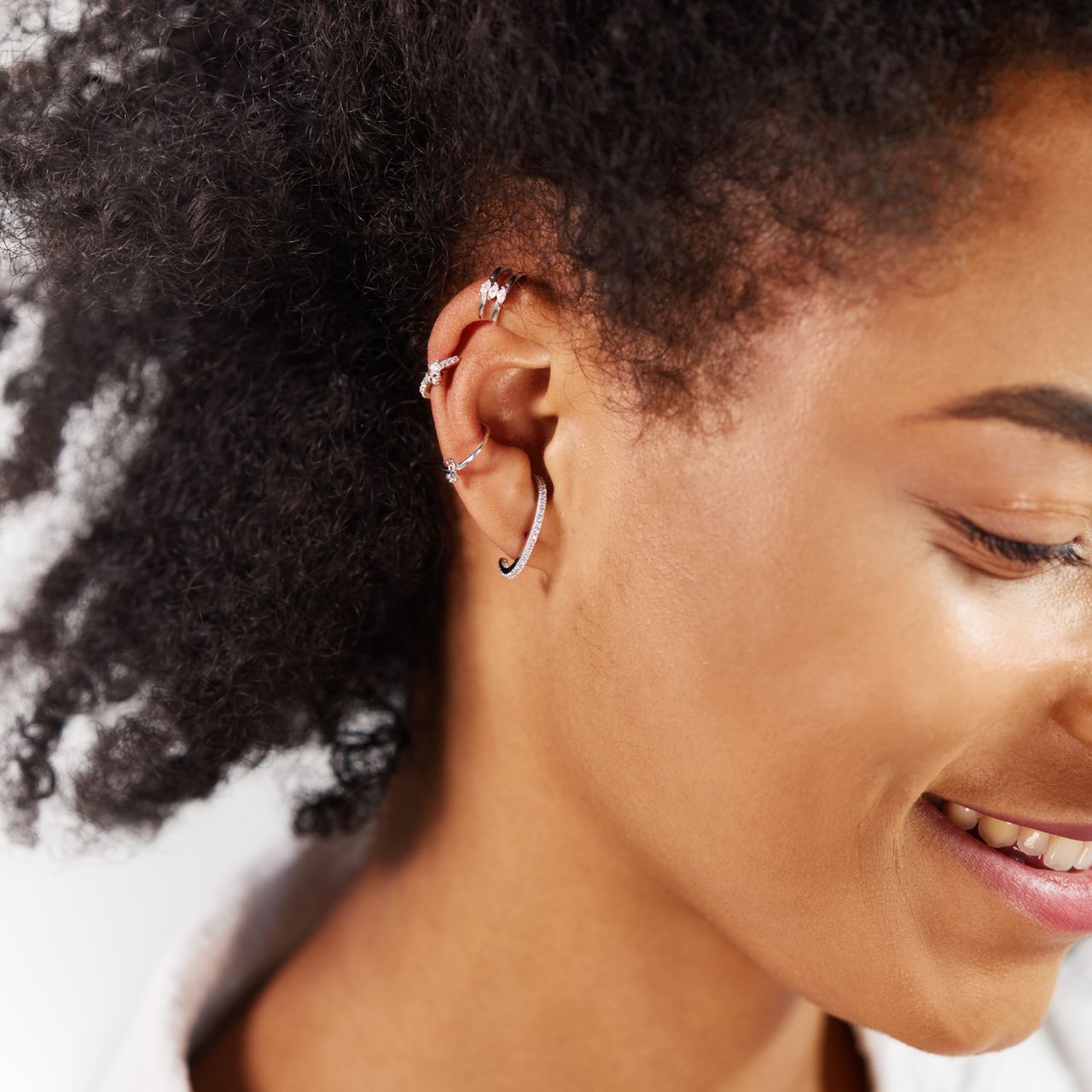 Zilveren set van 3 earcuffs met zirkonia