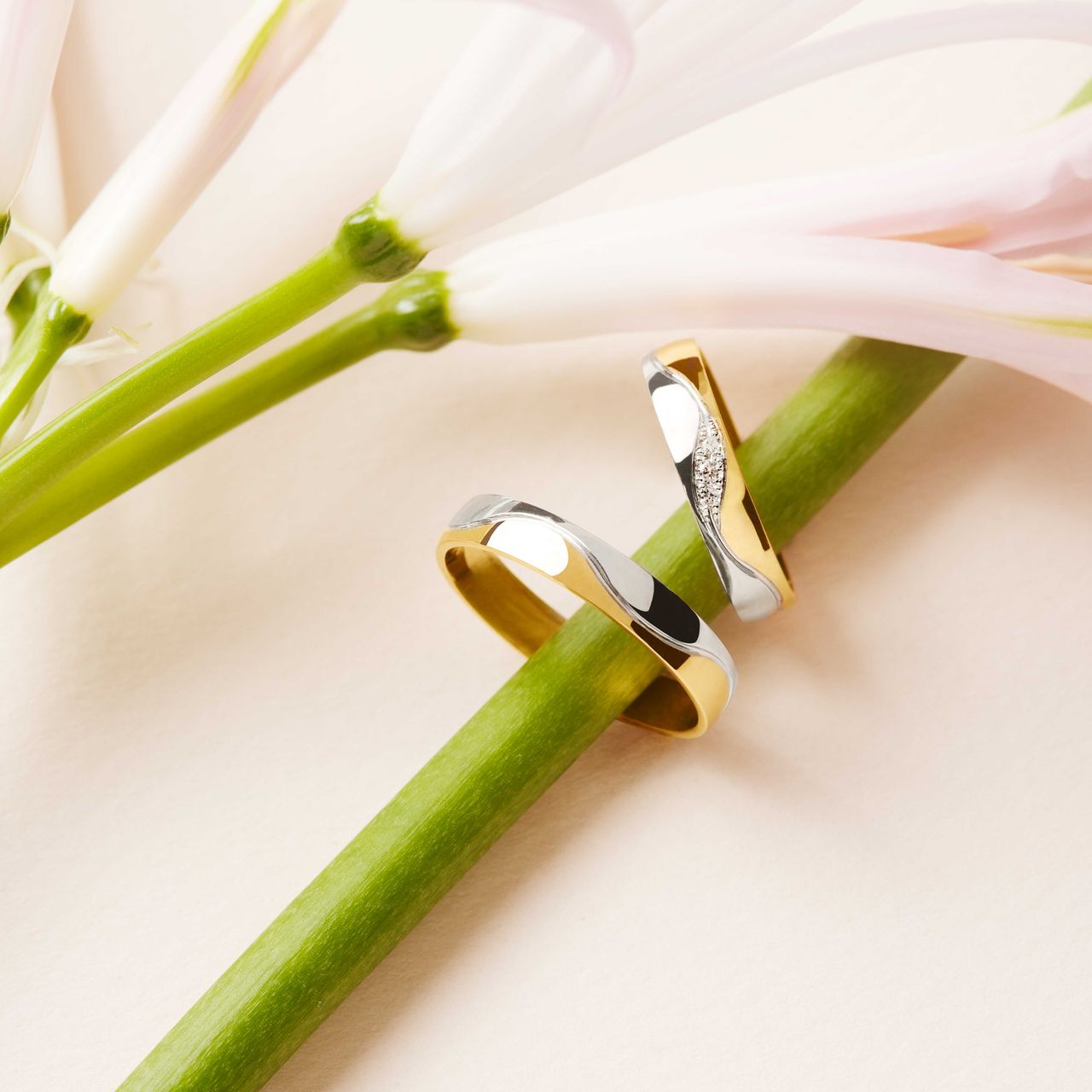 Trauring für Herren, 375 Gelb- und Weißgold, 4 mm, Mimosa