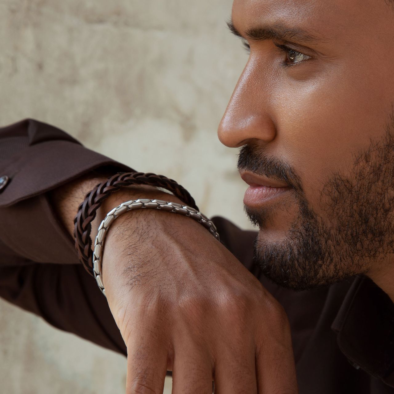 Herrenarmband, Edelstahl, Fantasie, matt