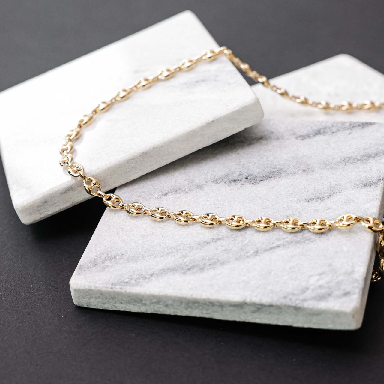 Halskette, 375 Gold, mit Marine-Kettenglied, 6 mm