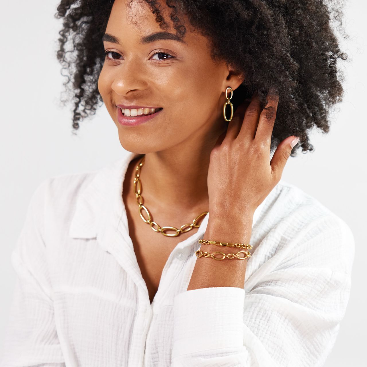 Gerecycleerd stalen 18 karaat goldplated armband floria