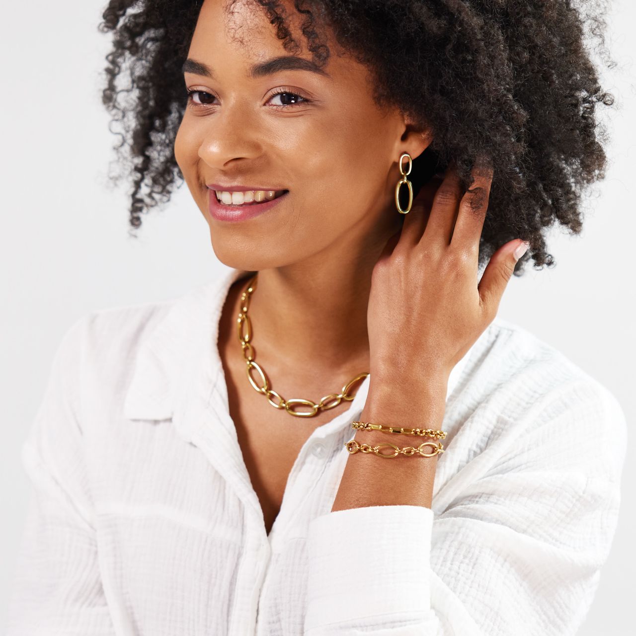 Stalen goldplated oorhangers voor dames
