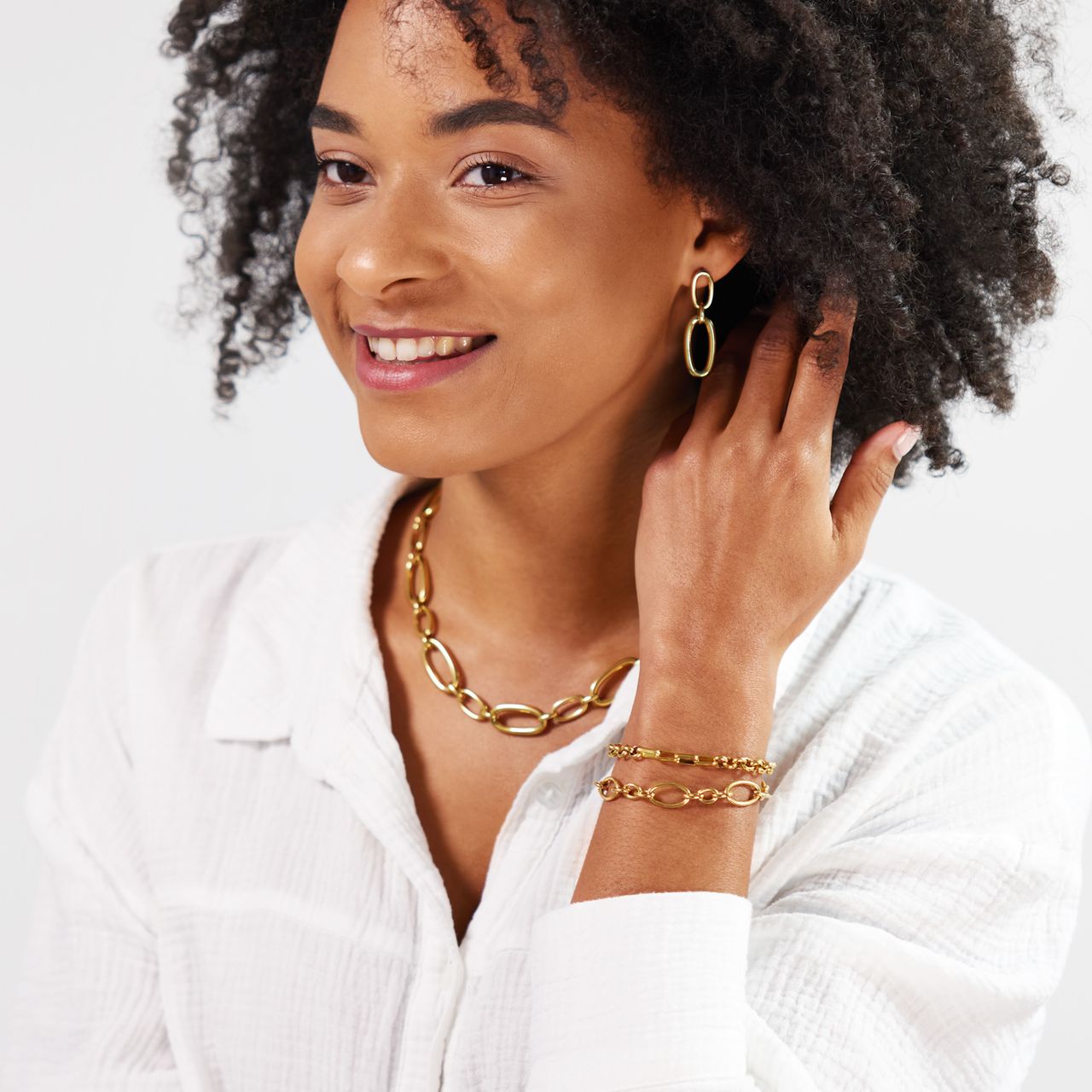 Gerecycleerd stainless steel 18 karaat goldplated armband angeline