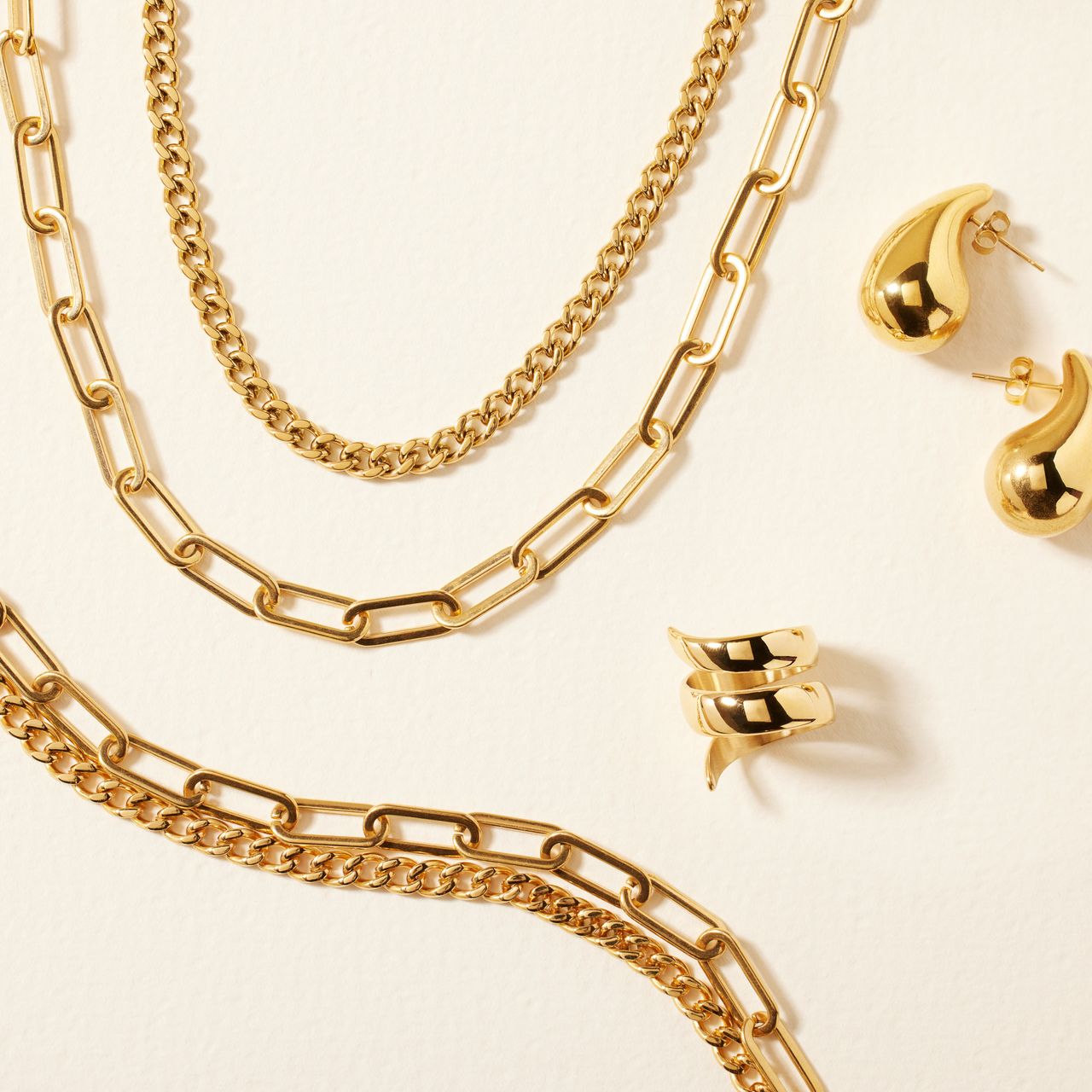 Stainless steel goldplated dubbele ketting voor dames