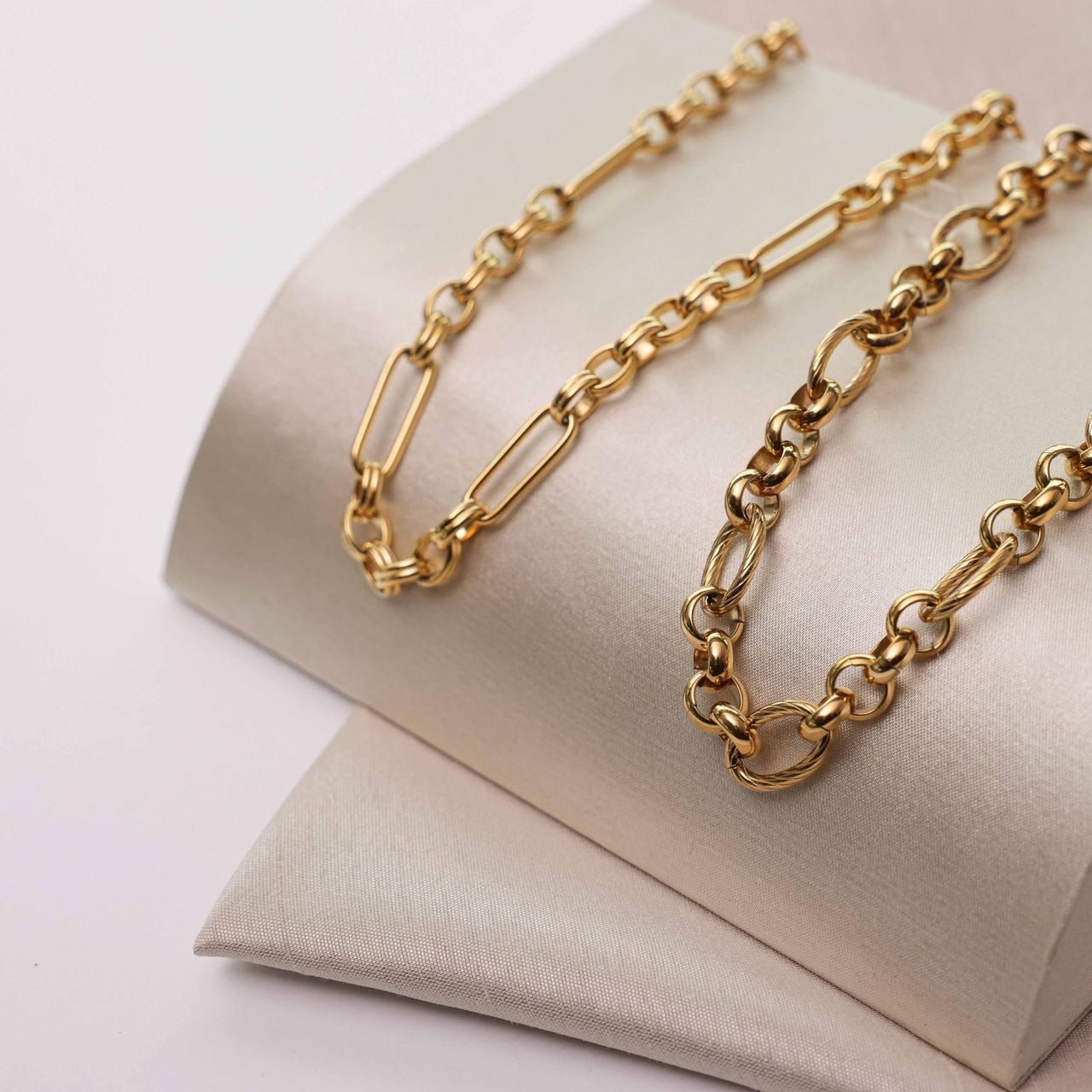 Gerecycled stalen 18 karaat goldplated ketting amelie