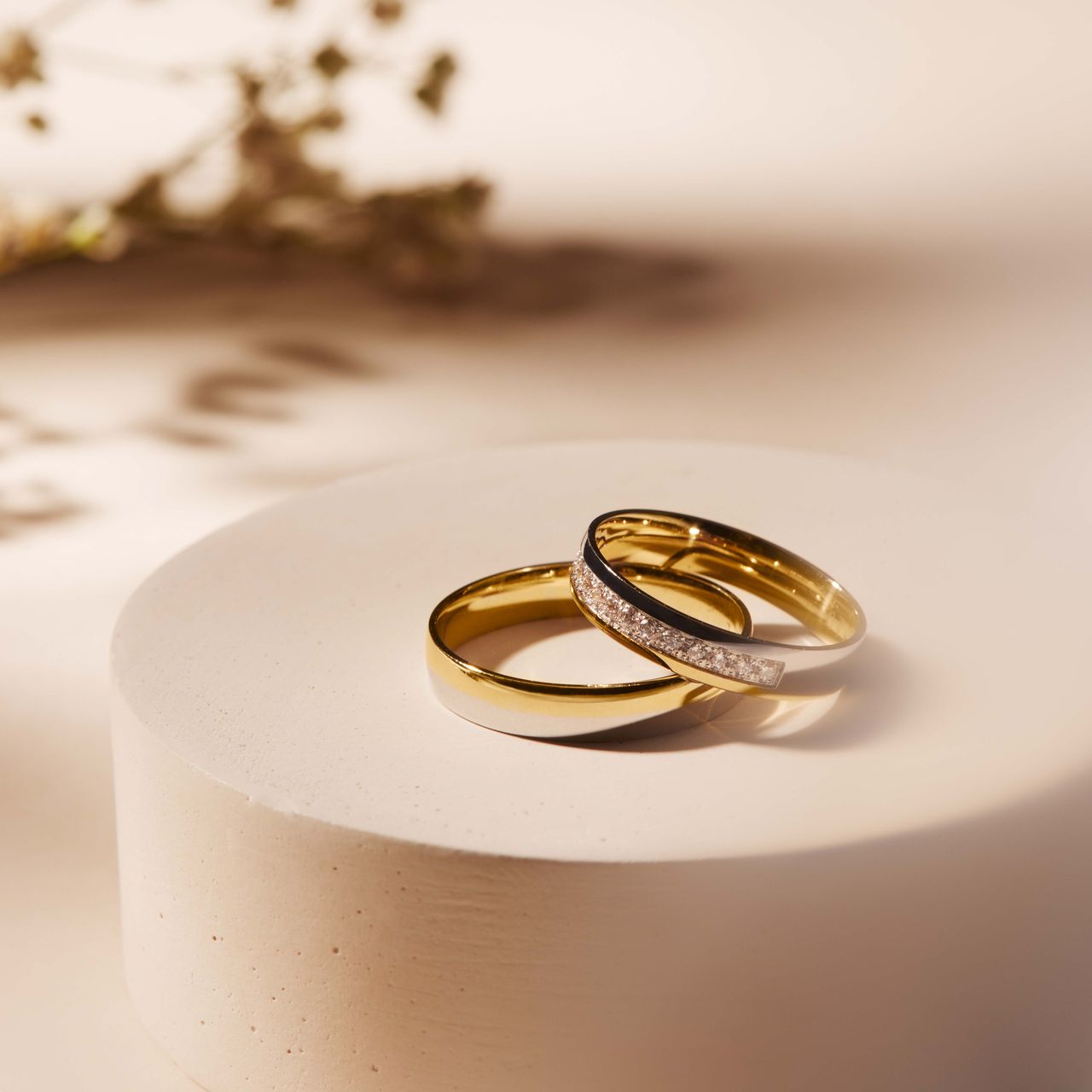 Bicolor-Trauring für Damen, 585 Gold, 4 mm, Yara TW 460