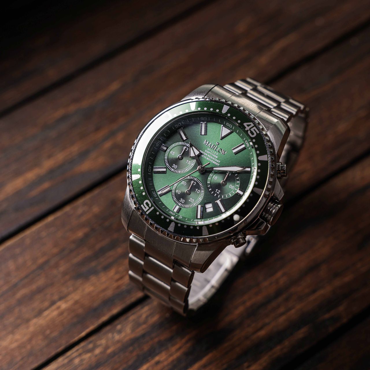 Marlow Miller Heren Horloge Chronograaf Zilverkleurig